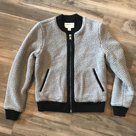 Anthropologie Jackets & Blazers - Marrakech Fuzzy Gray Bomber Jacket Size Small
